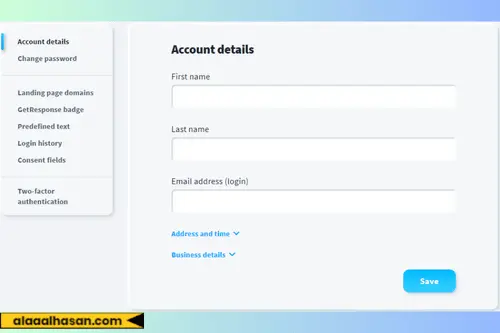 اعدادات Getresponse